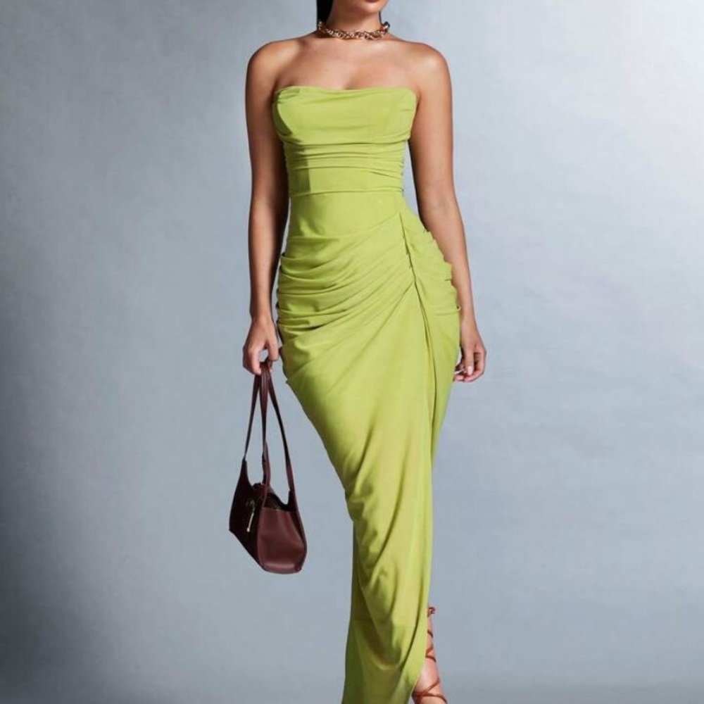 Elegant Green Strapless Dress